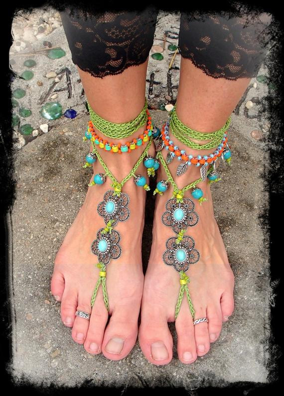 Anklet Hippie
 HIPPIE Dancer BAREFOOT sandals WANDERLUST Anklets crochet