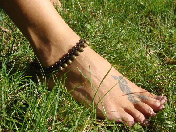 Anklet Hippie
 Macrame hippie gypsy beaded Anklet in earth colors by