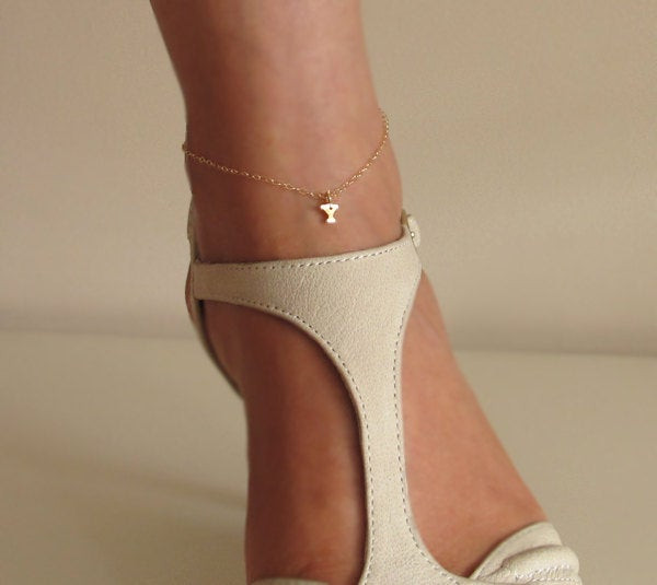 Anklet Initial
 Gold Initial Anklet Ankle charm Bracelet Foot jewelry