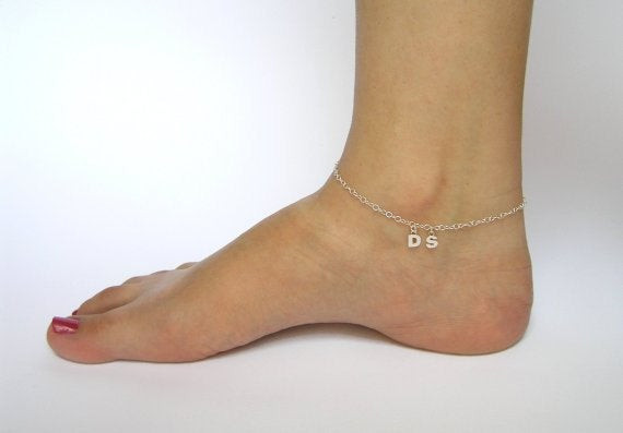 Anklet Initial
 Ankle Bracelet Initials Bracelet Silver Anklet Letters
