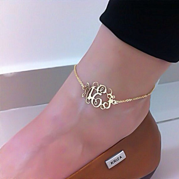 Anklet Initial
 Items similar to Monogram Anklet Personalized Monogram