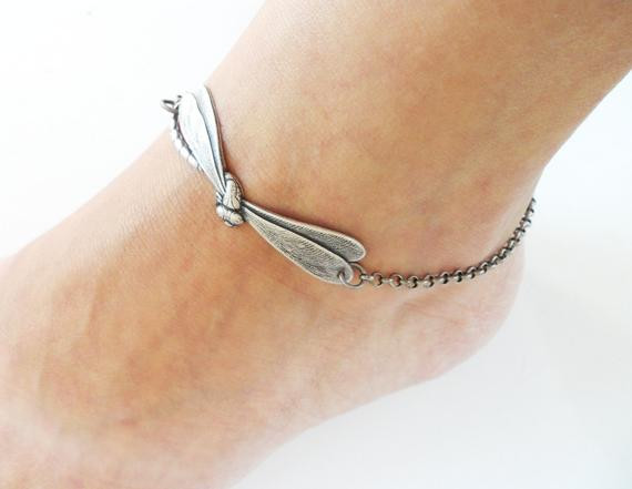 Anklet Jewelry
 Steampunk Dragonfly Anklet Sterling Silver Ox or by