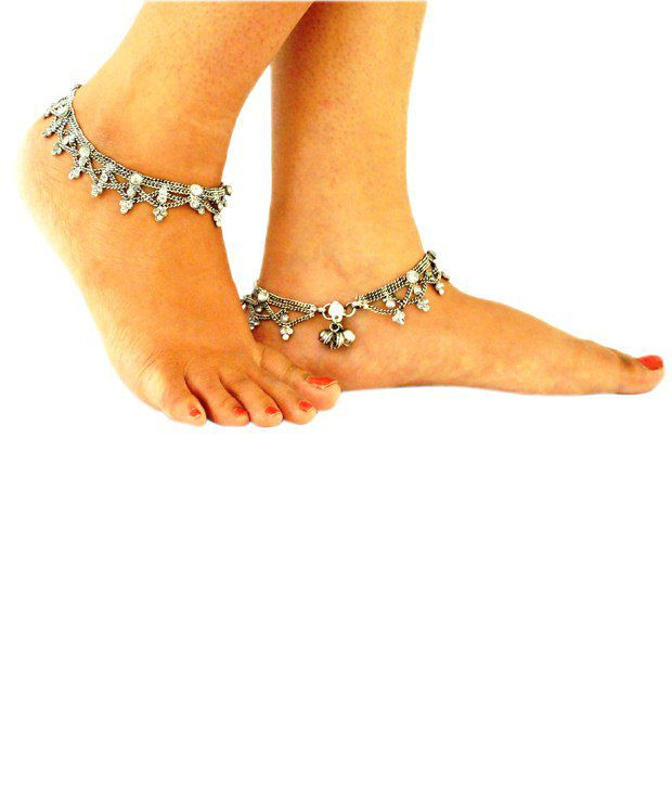 Anklet Kundan
 Fashionography German Silver Kundan Anklets Buy