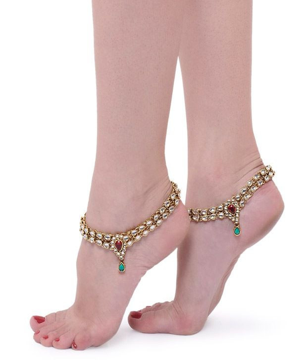 Anklet Kundan
 ShinningDiva Kundan Pair of Anklet Buy ShinningDiva