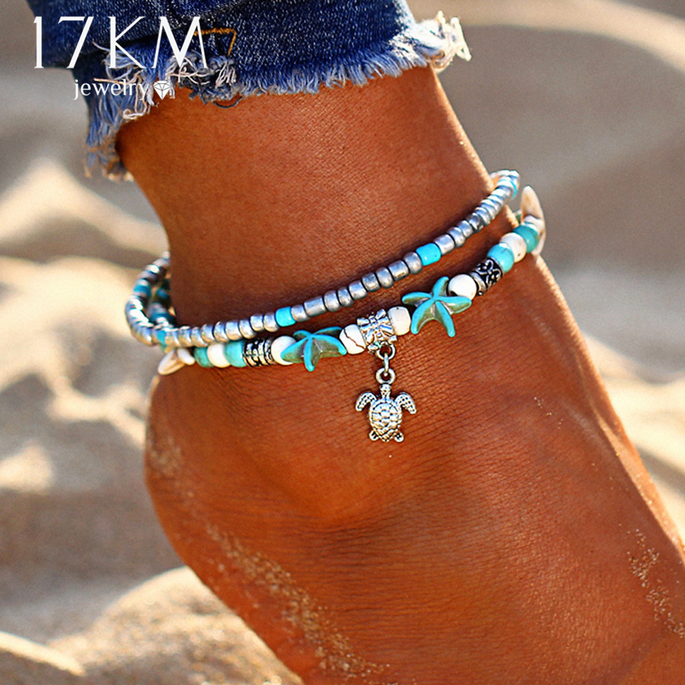 Anklet Layered
 17KM Vintage Shell Beads Starfish Anklets For Women New