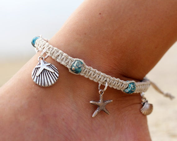 Anklet Macrame
 Hemp Anklet Starfish Anklet Beach Anklet Macrame Anklets