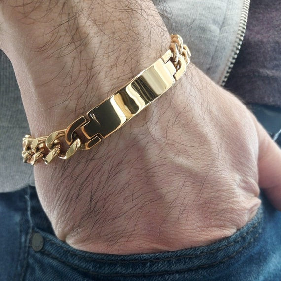Anklet Men
 Personalized stainless steel 316L Gold ID bracelet for men