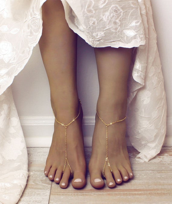 Anklet Minimalist
 MInimalist Barefoot Sandals Gold Anklet Golden Foot