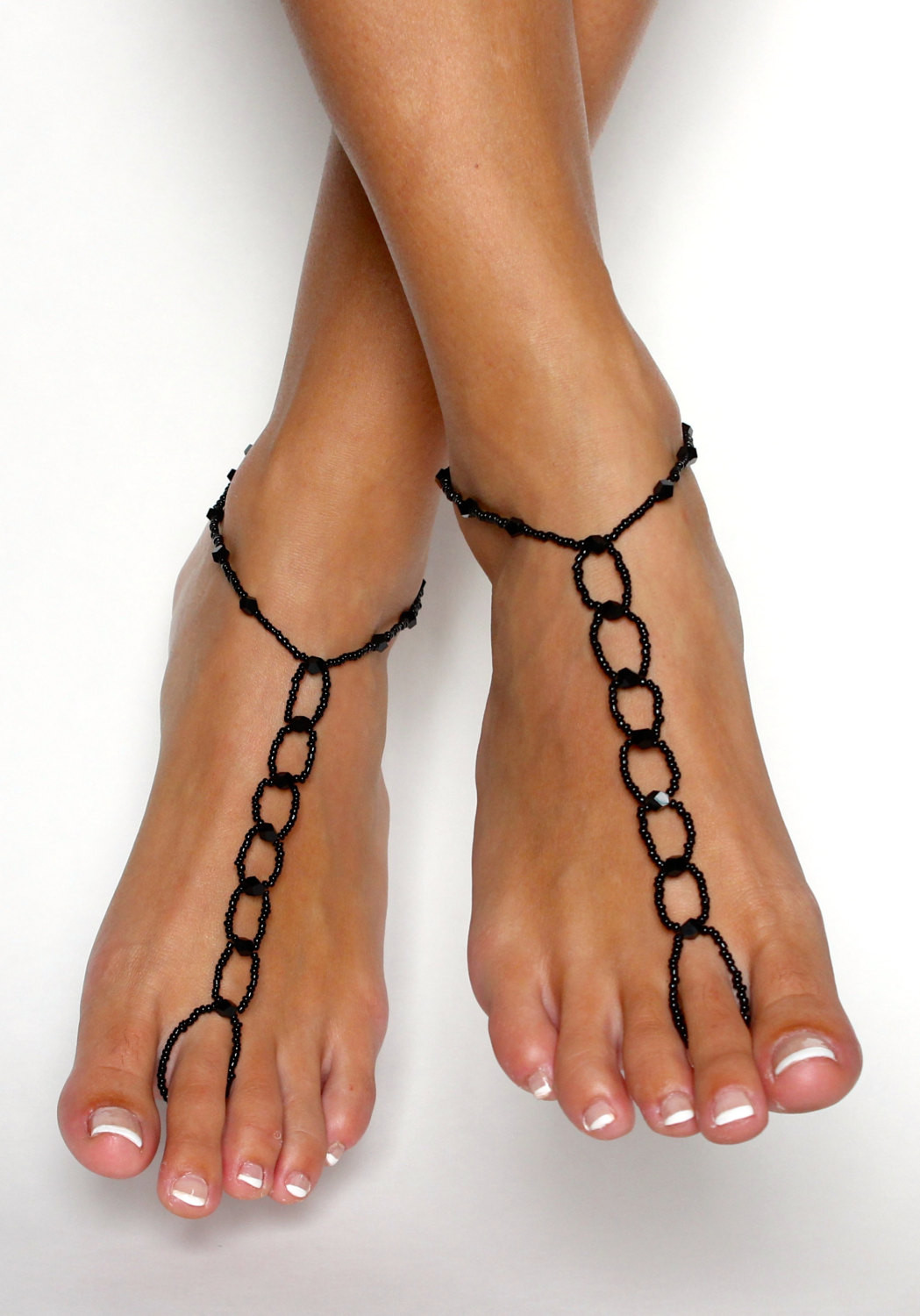 Anklet Minimalist
 Black Barefoot Sandals Minimalist Foot Jewelry Gothic