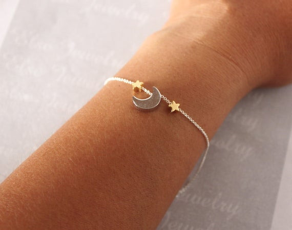 Anklet Moon
 MOON STAR Bracelet Gold Silver Moon Star Add more