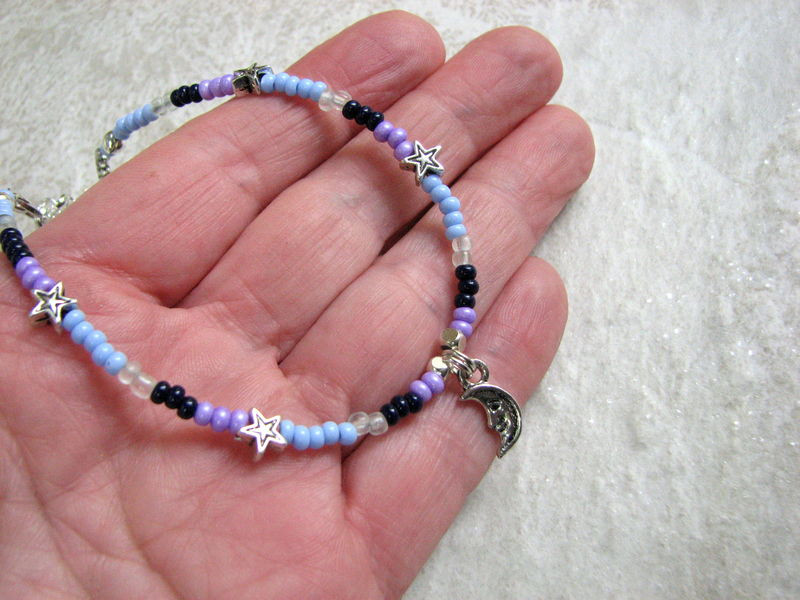 Anklet Moon
 Moon and Stars Anklet with Seed Beads Bits off the Beach