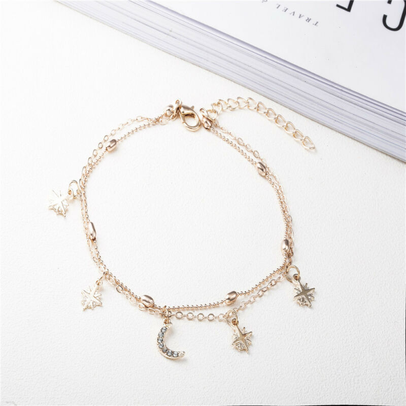 Anklet Moon
 Women y Gold Moon Star Ankle Chain Bracelet Anklet Foot