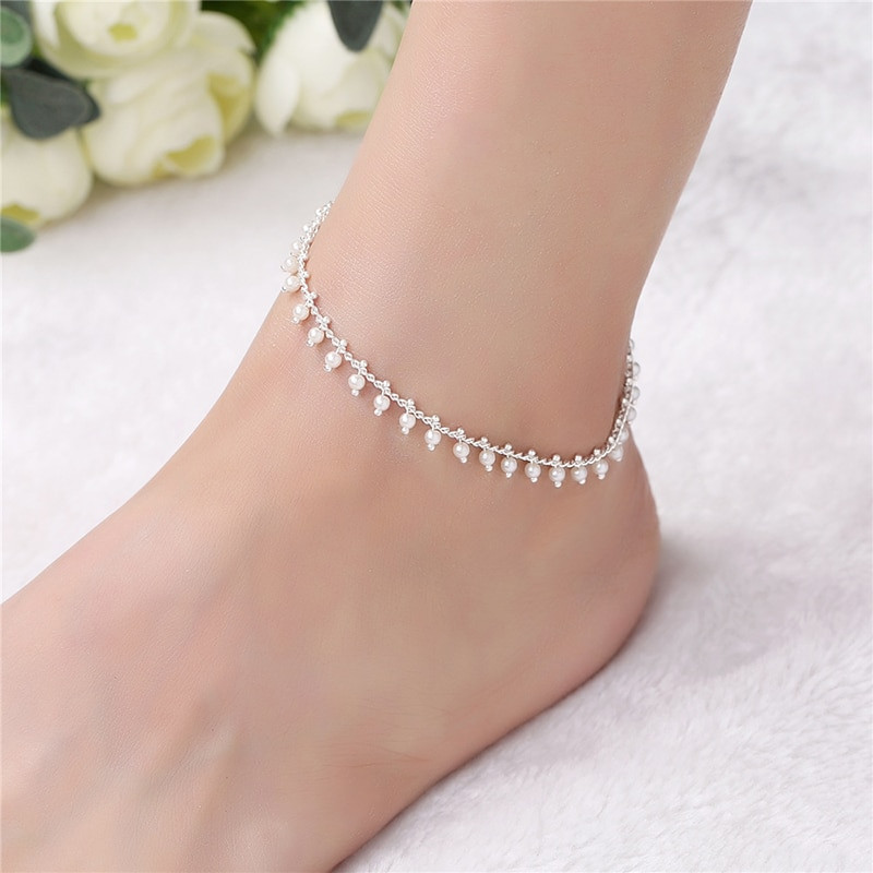 Anklet Pearl
 Aliexpress Buy Vintage 925 Silver Imitation Pearl