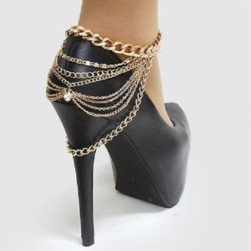 Anklet Pulsera Tobillo
 Womens heeled shoes Foot Jewelry Ankle Bracelet Rhinestone