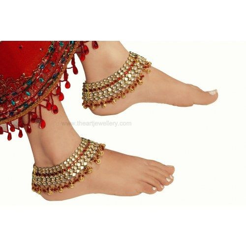 Anklet Punjabi
 Red Kundan Bridal Anklets