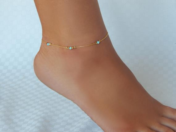 Anklet Simple
 Opal Anklet Opal Ankle Bracelet Simple and by SimpleAndLayered