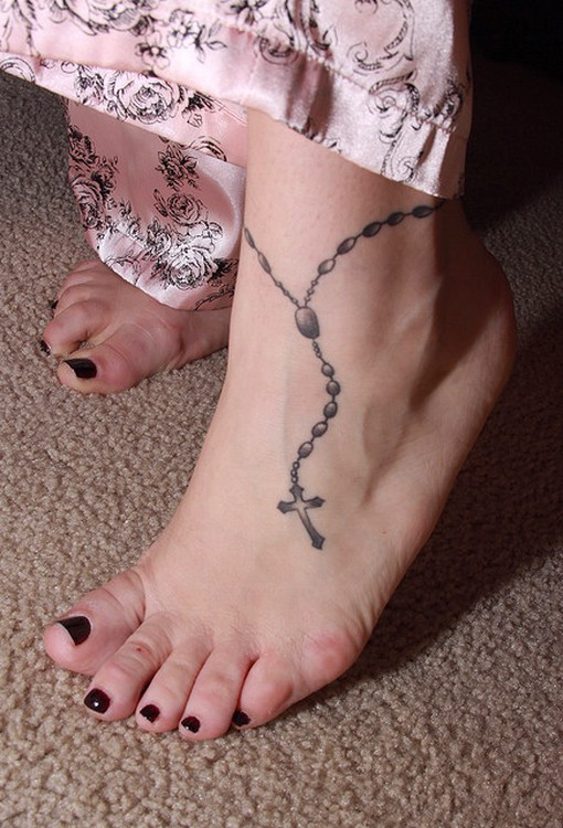 Anklet Tattoo
 Fashion World Ankle Rosary Tattoos
