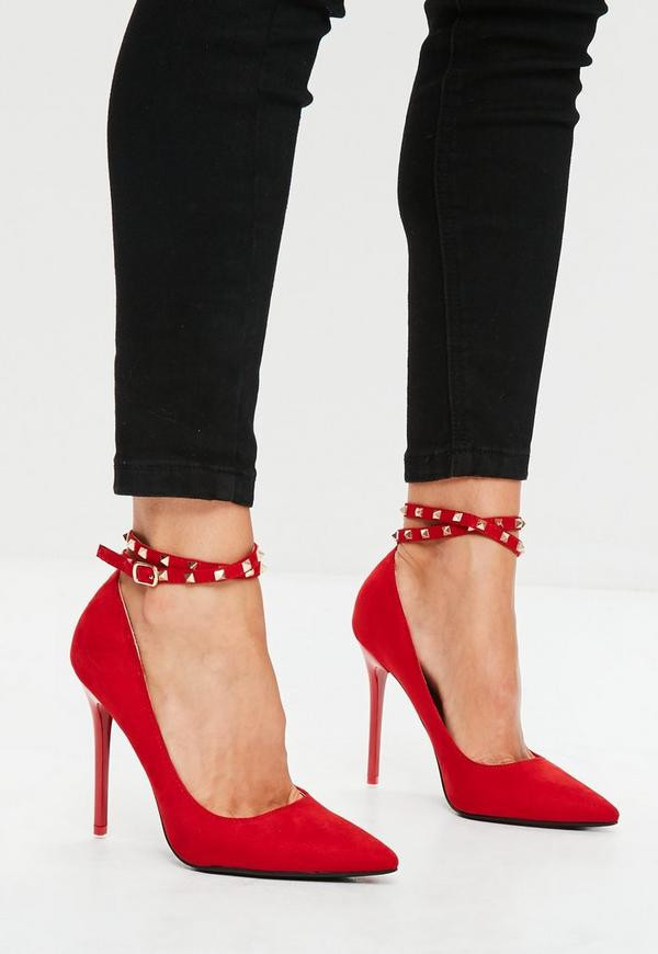 Anklet With Shoes
 Red Ankle Strap Court Shoes