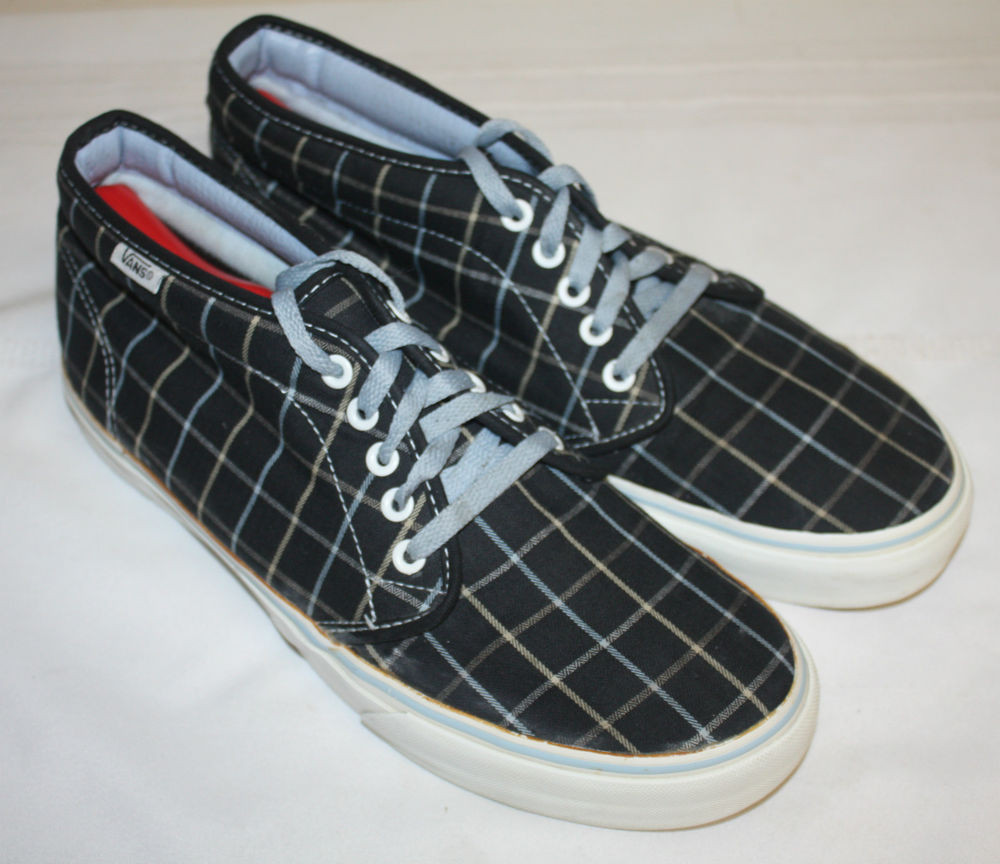 Anklet With Vans
 Mens Vans Navy Plaid Canvas Ankle Fashion Sneakers Shoes