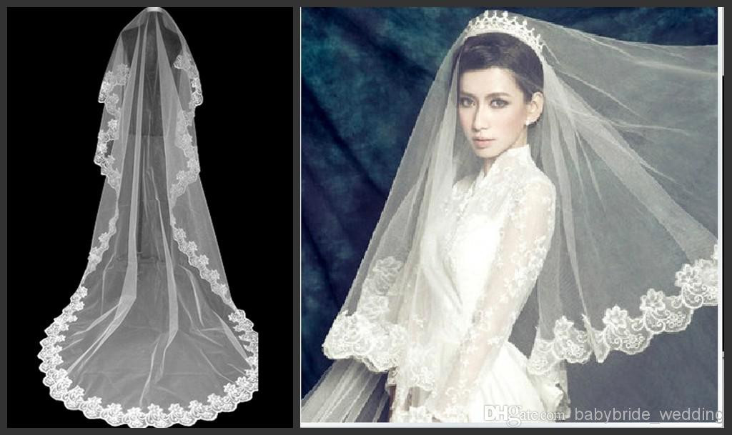 Antique Wedding Veils
 2014 Vintage Bridal Veil Three Long Meters Big Sheer Lace