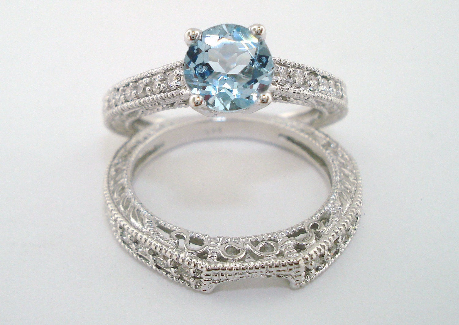 Aquamarine Wedding Band
 Aquamarine & Diamond Engagement Ring And Wedding Anniversary