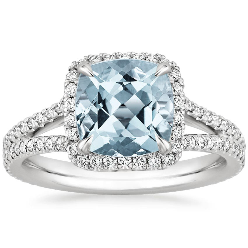 Aquamarine Wedding Band
 Aquamarine Fortuna Diamond Ring in 18K White Gold