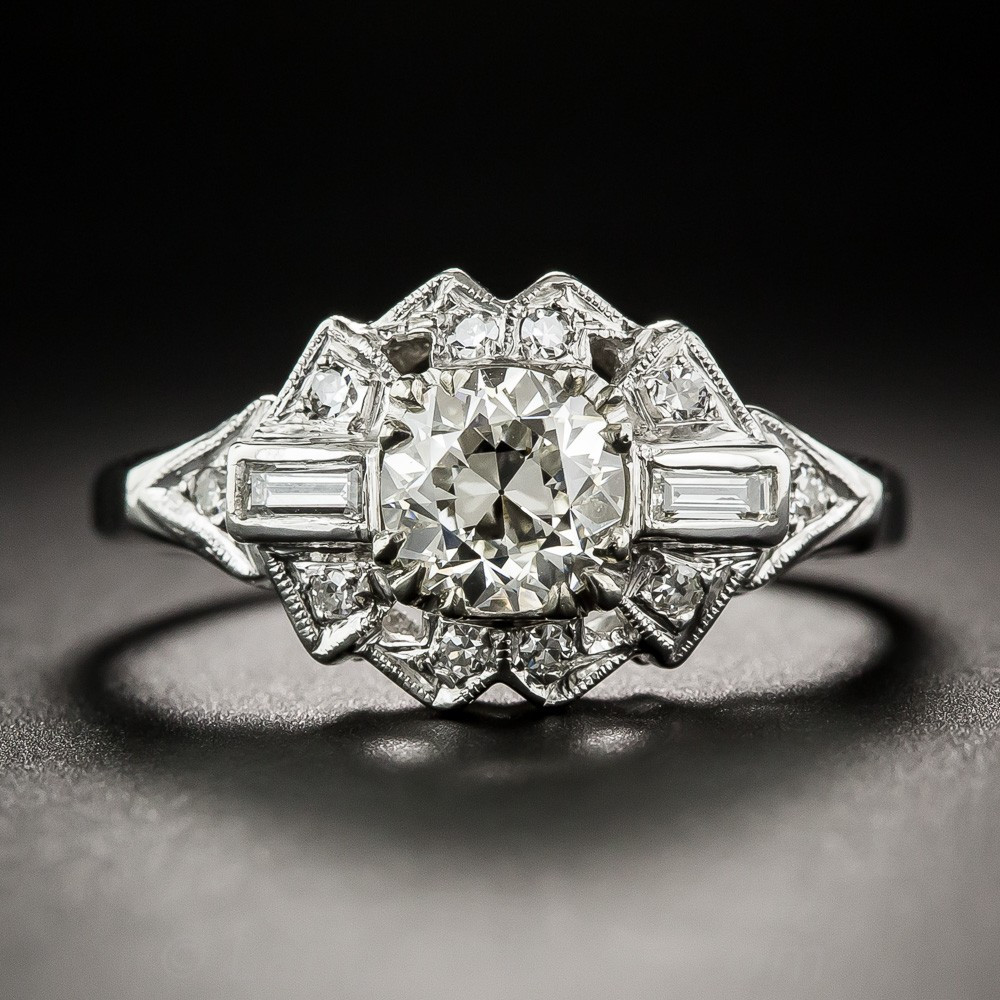 Art Deco Diamond Rings
 79 Carat Diamond Late Art Deco Engagement Ring GIA J VVS2