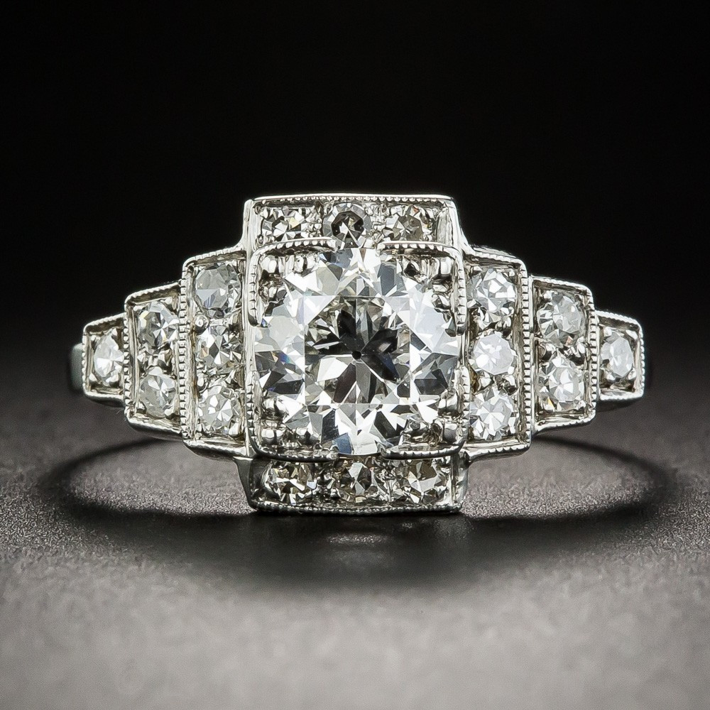 Art Deco Diamond Rings
 99 Carat Art Deco Platinum Diamond Engagement Ring GIA