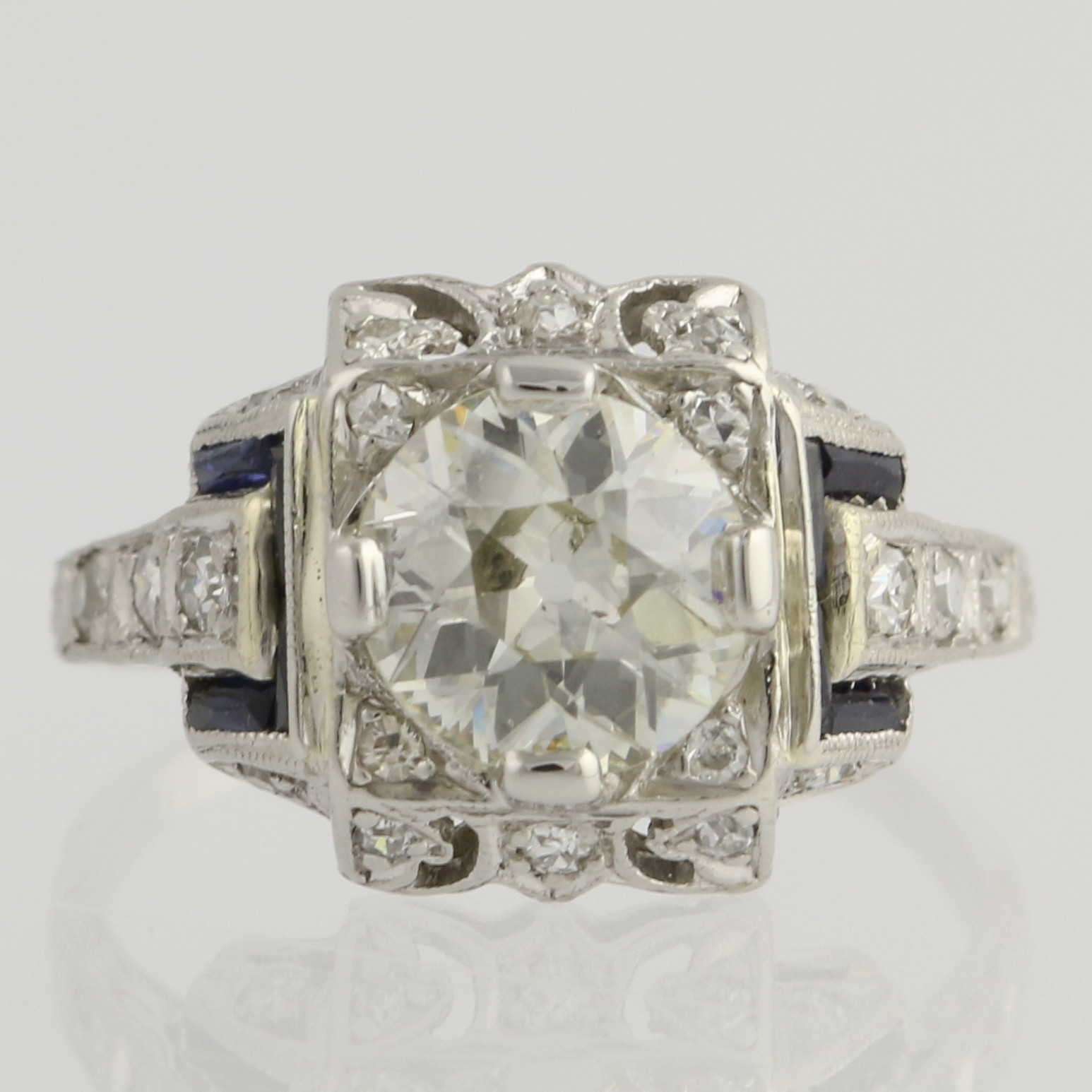 Art Deco Diamond Rings
 Art Deco Diamond & Sapphire Engagement Ring Platinum