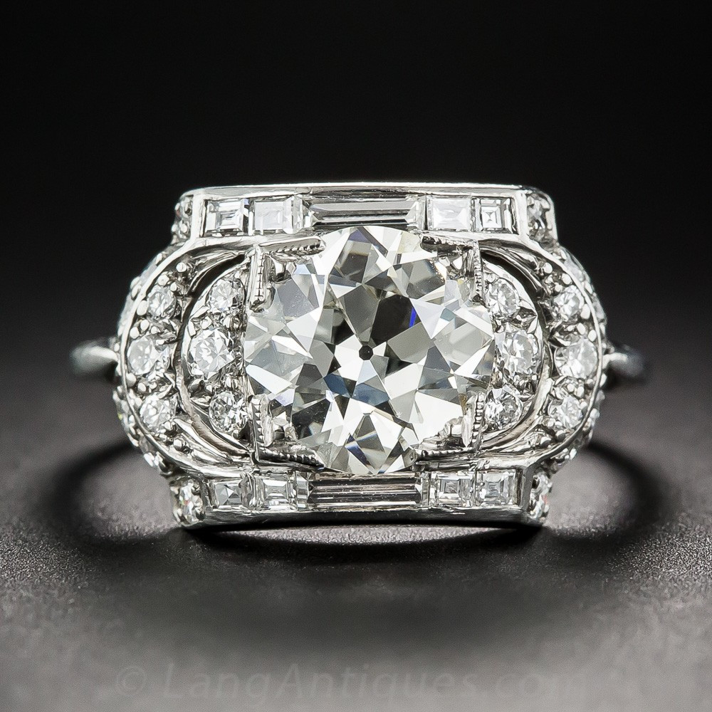 Art Deco Diamond Rings
 1 91 Carat Art Deco Diamond Ring by Maurice Tishman