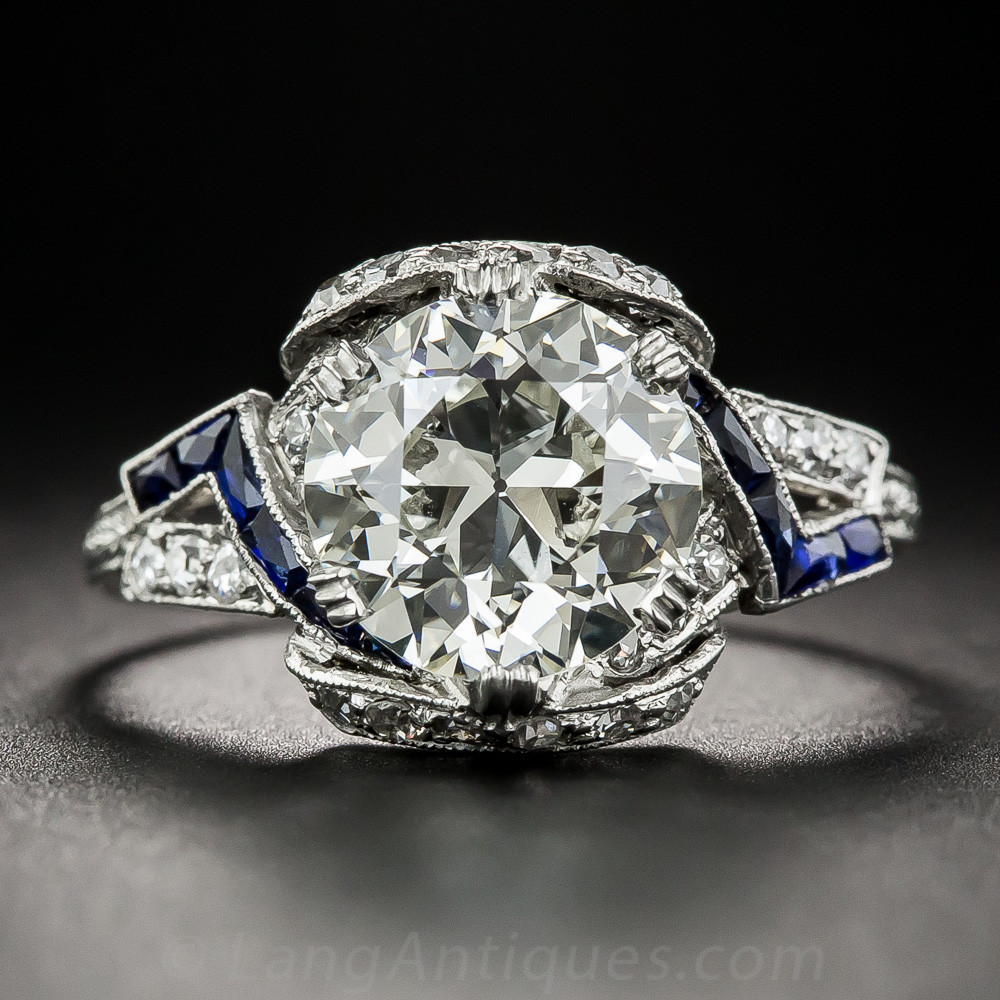 Art Deco Diamond Rings
 2 82 Carat Diamond and Sapphire Art Deco Engagement Ring
