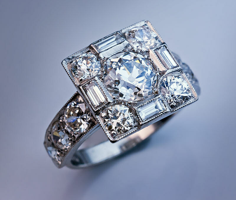 Art Deco Diamond Rings
 Art Deco Vintage Diamond Platinum Engagement Ring 1920s