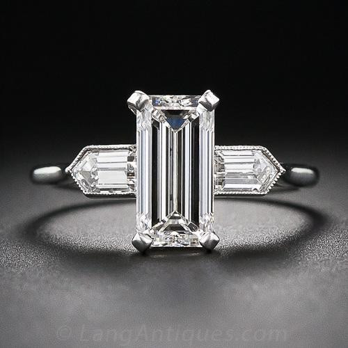 Art Deco Diamond Rings
 2 05 Carat G VS2 Emerald Cut Diamond Art Deco Engagement