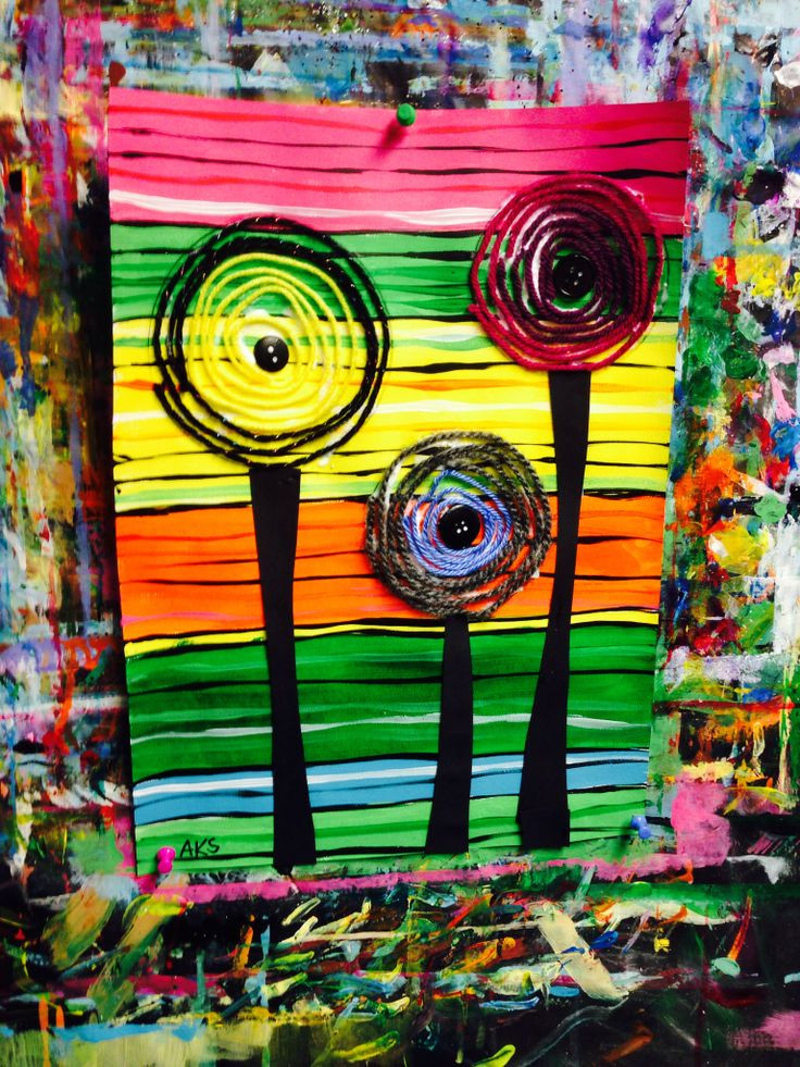 Art Things For Kids
 Hundertwasser lesson for kids using acrylic paint yarn