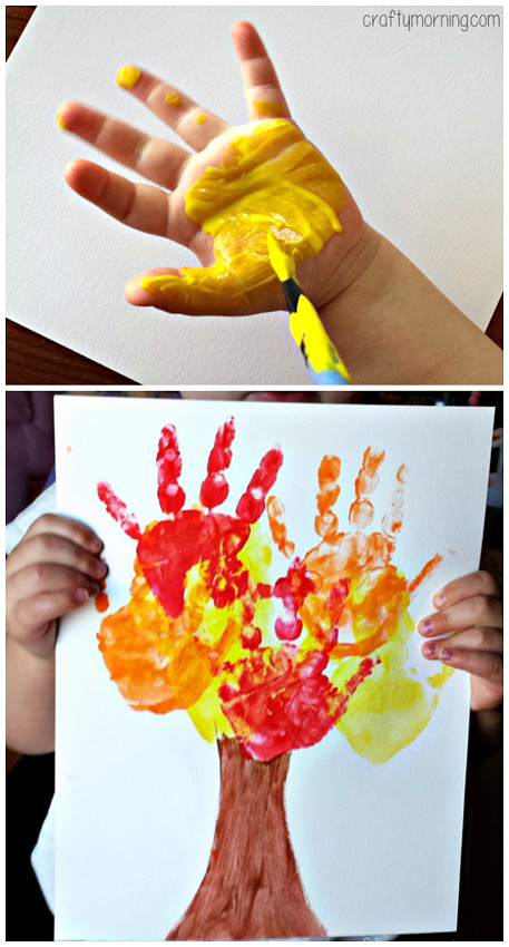 Arts &amp; Crafts For Toddlers
 Kids Handprint Fall Tree Craft Fall Craft for Kids Fun