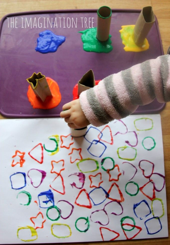 Arts &amp; Crafts For Toddlers
 Printing with Cardboard Shape Tubes
