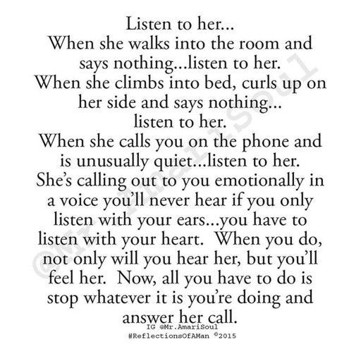 Attention Quotes Relationships
 Listen to her silence