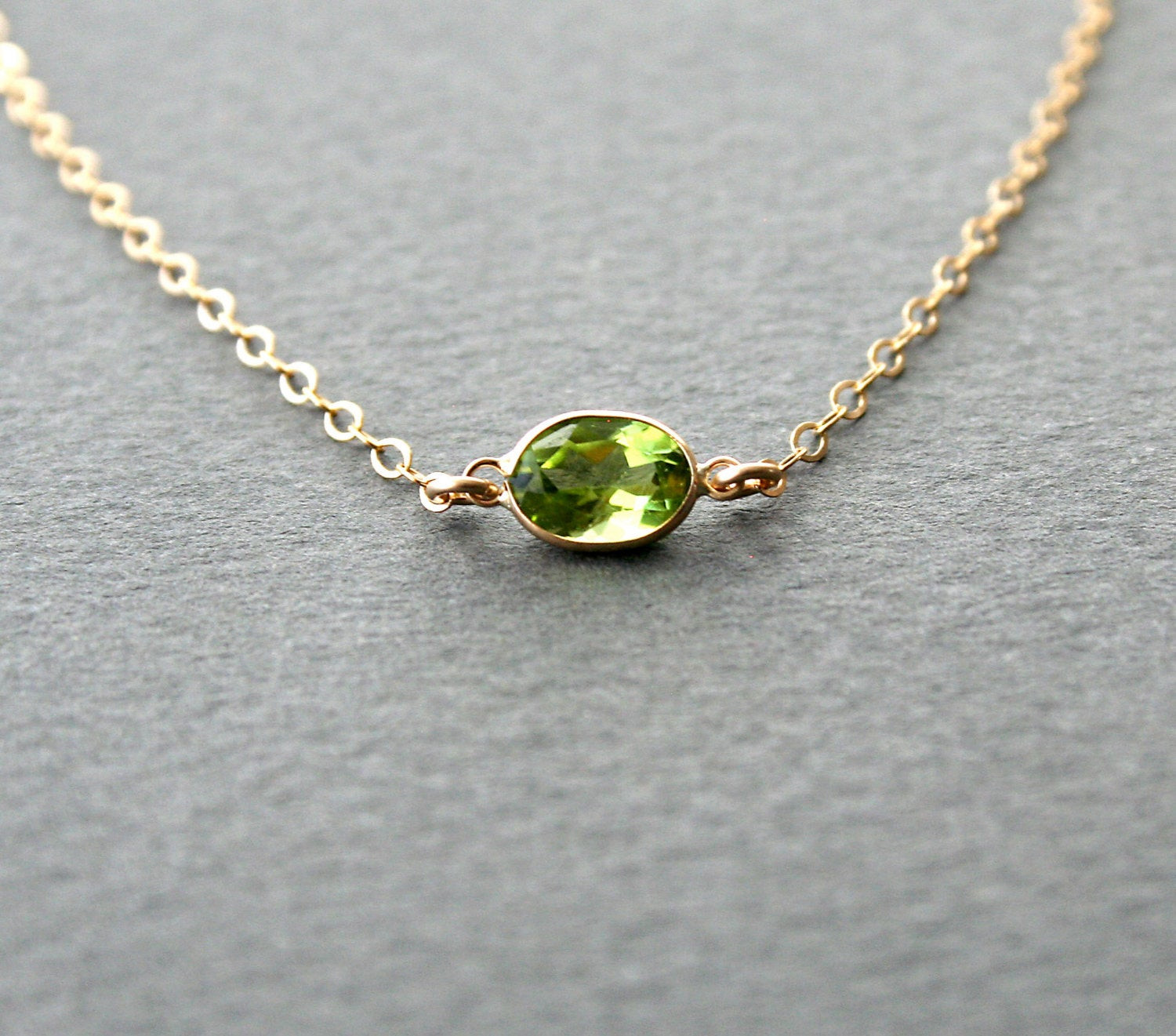 August Birthstone Necklace
 Gold Peridot Necklace August Birthstone Jewelry