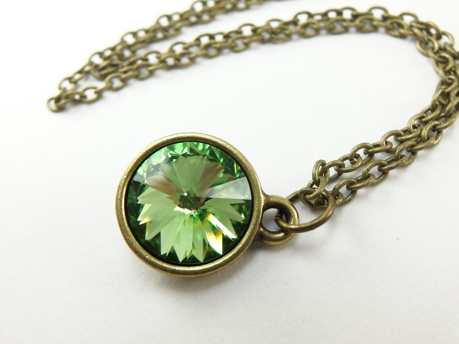 August Birthstone Necklace
 Peridot Necklace August Birthstone Necklace Green Crystal