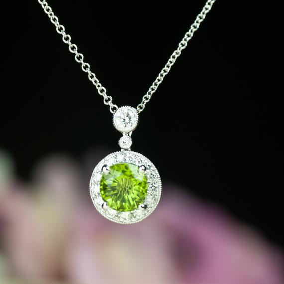 August Birthstone Necklace
 Peridot Necklace Peridot Jewelry August Birthstone by