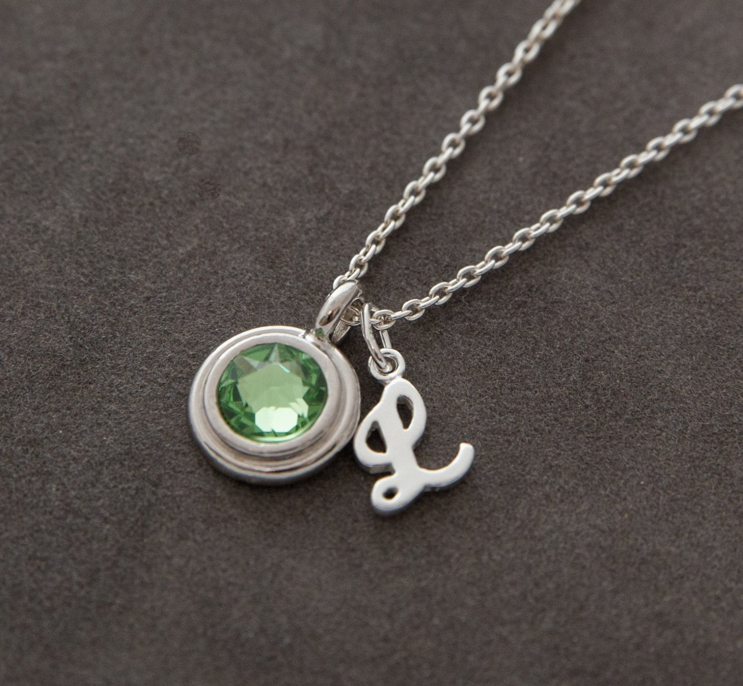 August Birthstone Necklace
 Silver Peridot Necklace August Birthstone Jewelry Swarovski