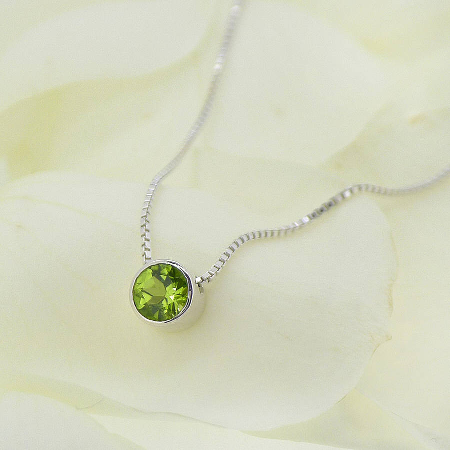 August Birthstone Necklace
 peridot necklace august birthstone by lilia nash jewellery