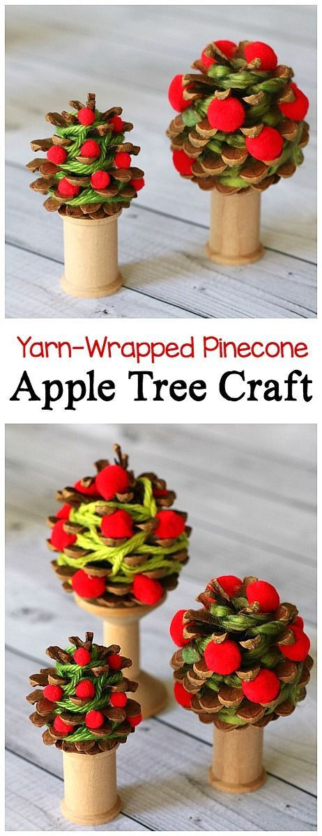August Crafts For Toddlers
 Yarn Wrapped Pinecone Apple Tree Craft for Kids