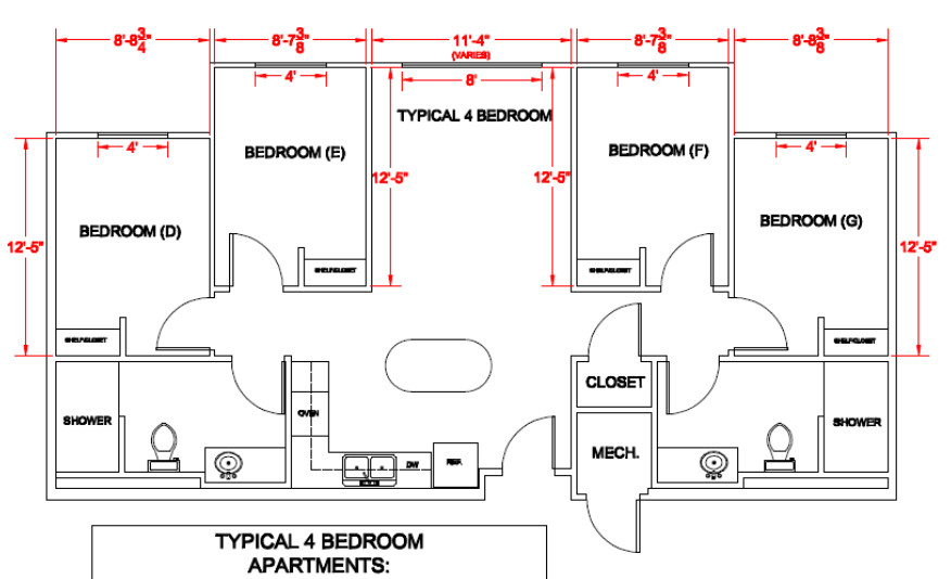 Average Bedroom Dimensions
 Panther Village