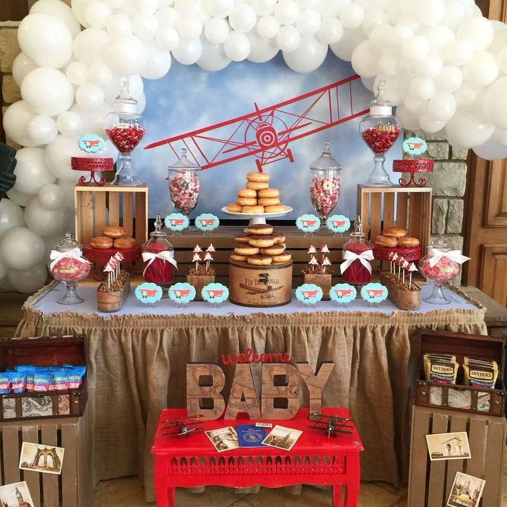 Baby Airplane Decor
 Vintage Airplane Baby Shower Party Ideas