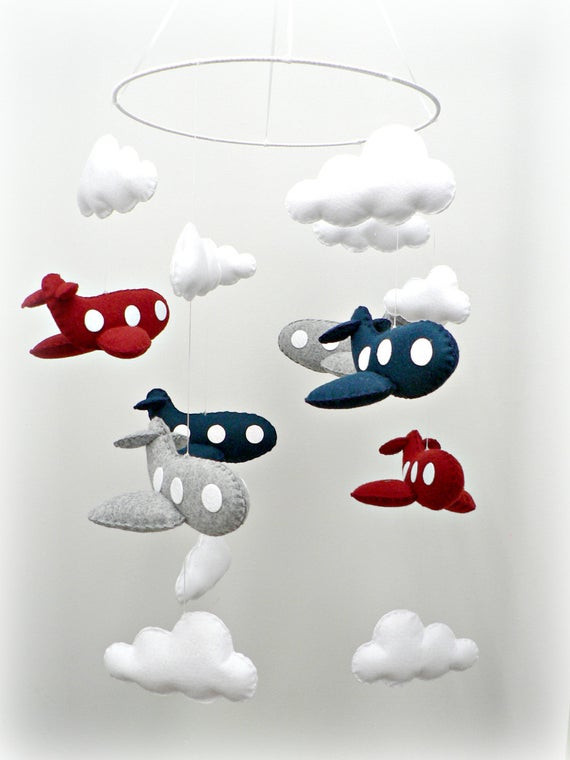 Baby Airplane Decor
 Airplane mobile baby mobile nursery decor by LullabyMobiles