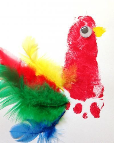 Baby Art And Craft
 Colourful parrot footprint keepsake craft for baby or