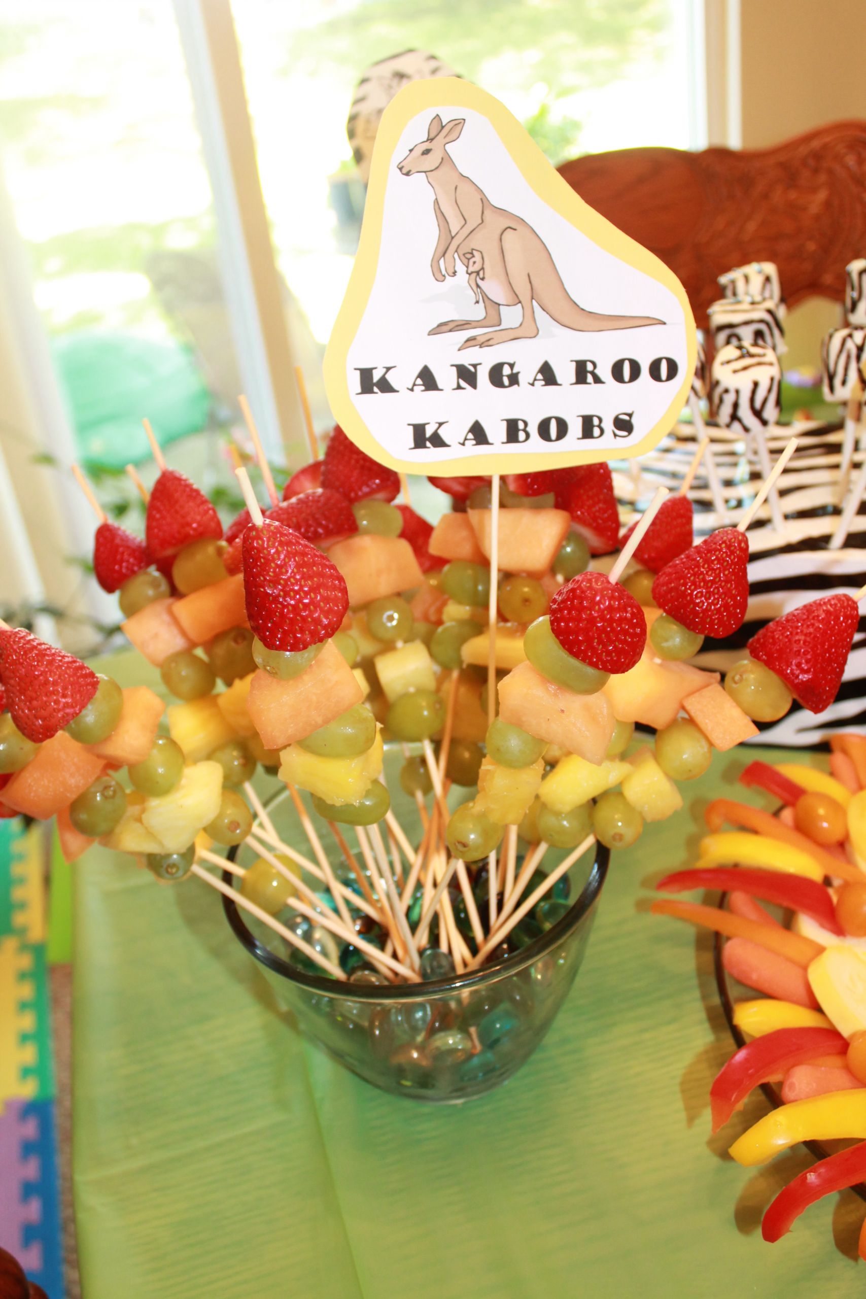 Baby Birthday Party Food Ideas
 Kangaro kabobs and other fabulous food ideas for a zoo