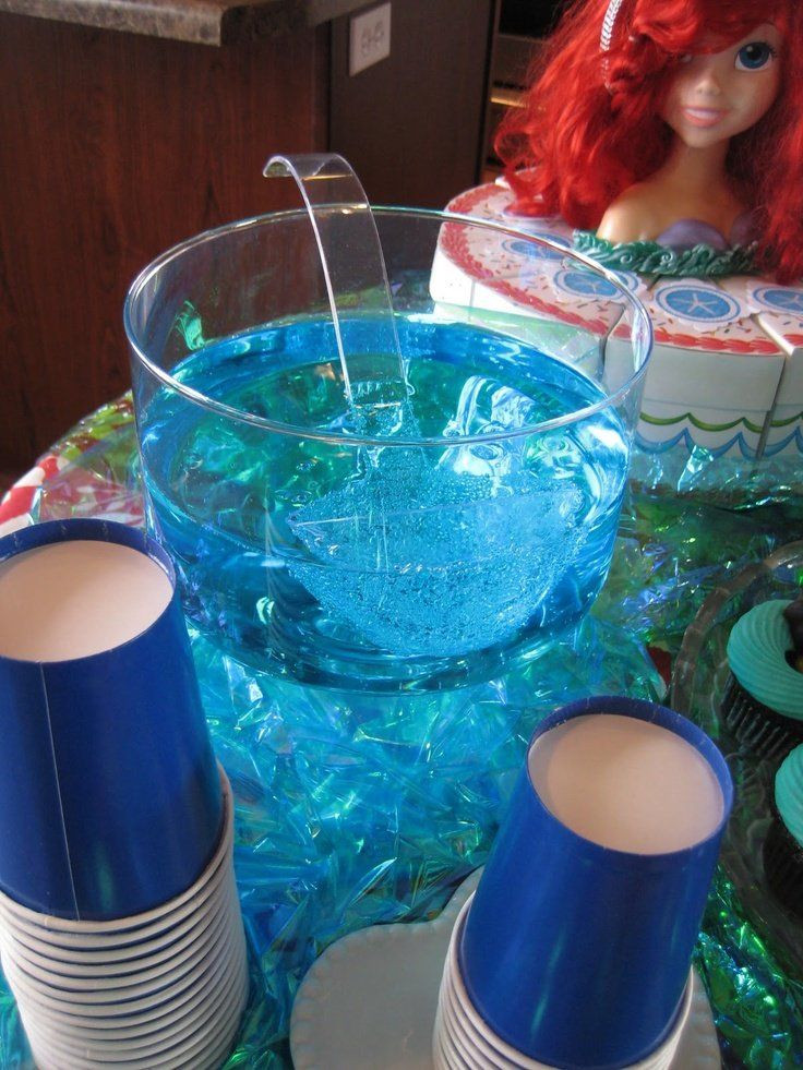 Baby Blue Food Coloring
 Mixed 2 liters of Sprite with 2 drops blue food coloring