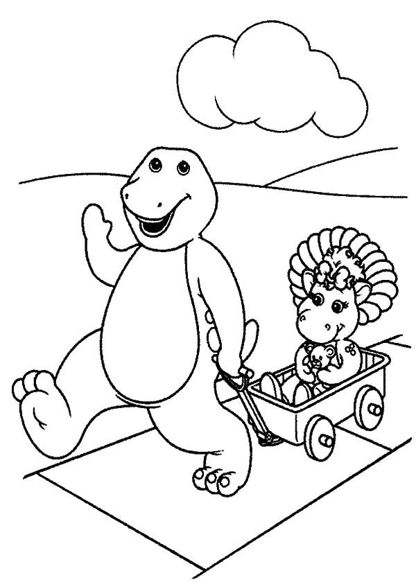 Baby Bop Coloring Pages
 Barney Pulling Baby Bop on a Cart Coloring Pages